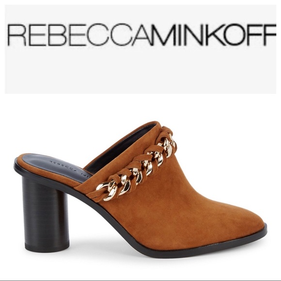 Rebecca Minkoff Galiyah Suede Stacked Heels Mules - Picture 1 of 9